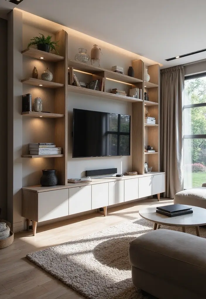 30 Creative TV Stand Ideas for Living Room Makeover and Stylish Entertainment Spaces 18 30 Creative TV Stand Ideas for Living Room Makeover and Stylish Entertainment Spaces - 18. Built-in TV Wall Unit