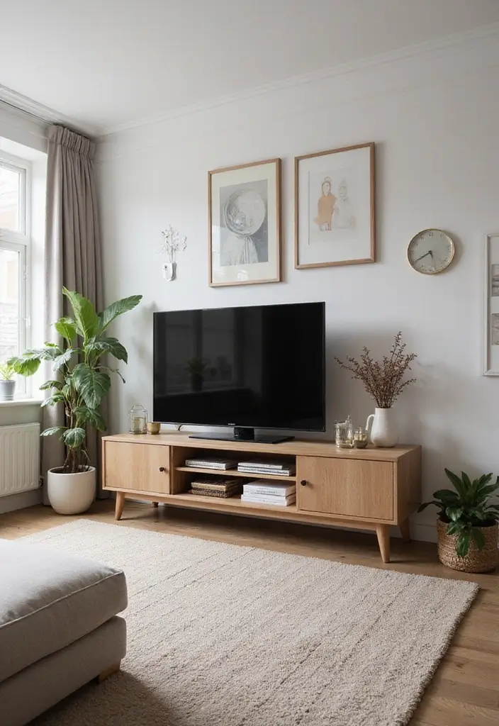 30 Creative TV Stand Ideas for Living Room Makeover and Stylish Entertainment Spaces 20 30 Creative TV Stand Ideas for Living Room Makeover and Stylish Entertainment Spaces - 20. Stylish Media Console