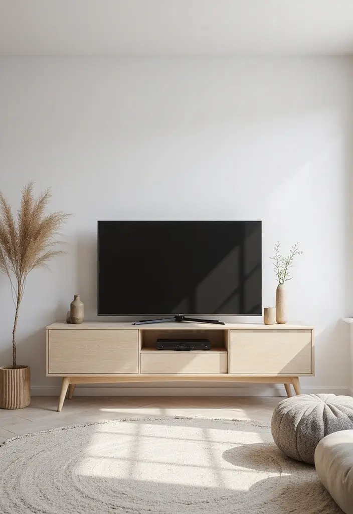 30 Creative TV Stand Ideas for Living Room Makeover and Stylish Entertainment Spaces 7 30 Creative TV Stand Ideas for Living Room Makeover and Stylish Entertainment Spaces - 7. Scandinavian Style Console Table