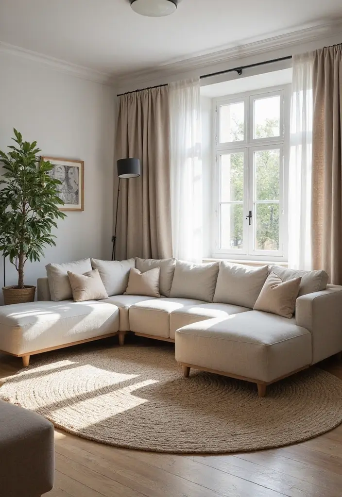 30 Curved Sofa Living Room Ideas That Add Flow and Modern Elegance 14 30 Curved Sofa Living Room Ideas That Add Flow and Modern Elegance - 14. Multi-Functional Spaces