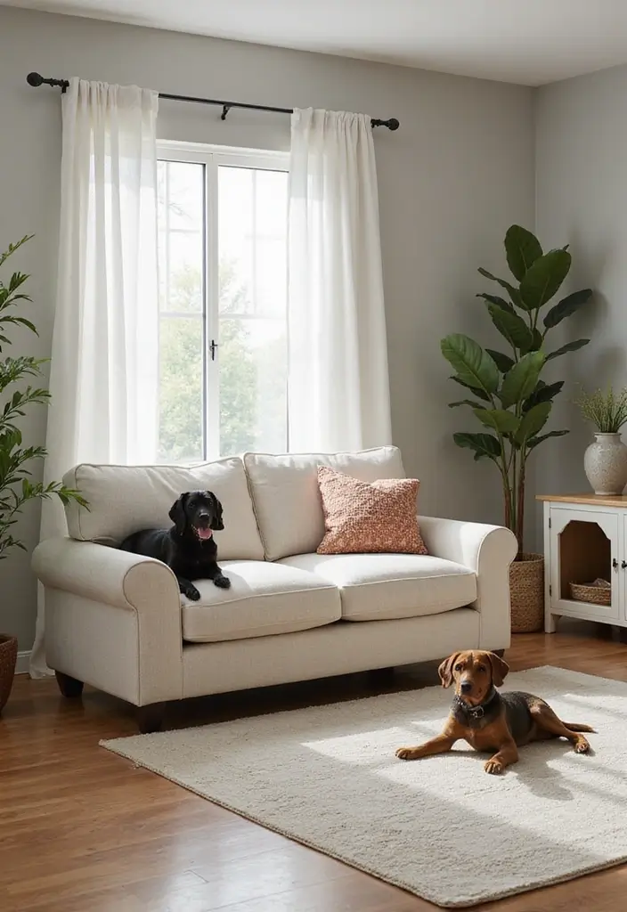 30 Curved Sofa Living Room Ideas That Add Flow and Modern Elegance 21 30 Curved Sofa Living Room Ideas That Add Flow and Modern Elegance - 21. Pet-Friendly Curved Sofas