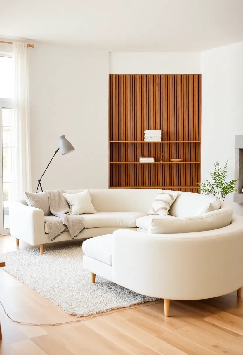 30 Curved Sofa Living Room Ideas That Add Flow and Modern Elegance 30 30 Curved Sofa Living Room Ideas That Add Flow and Modern Elegance - 30. Simplifying with Scandinavian Design