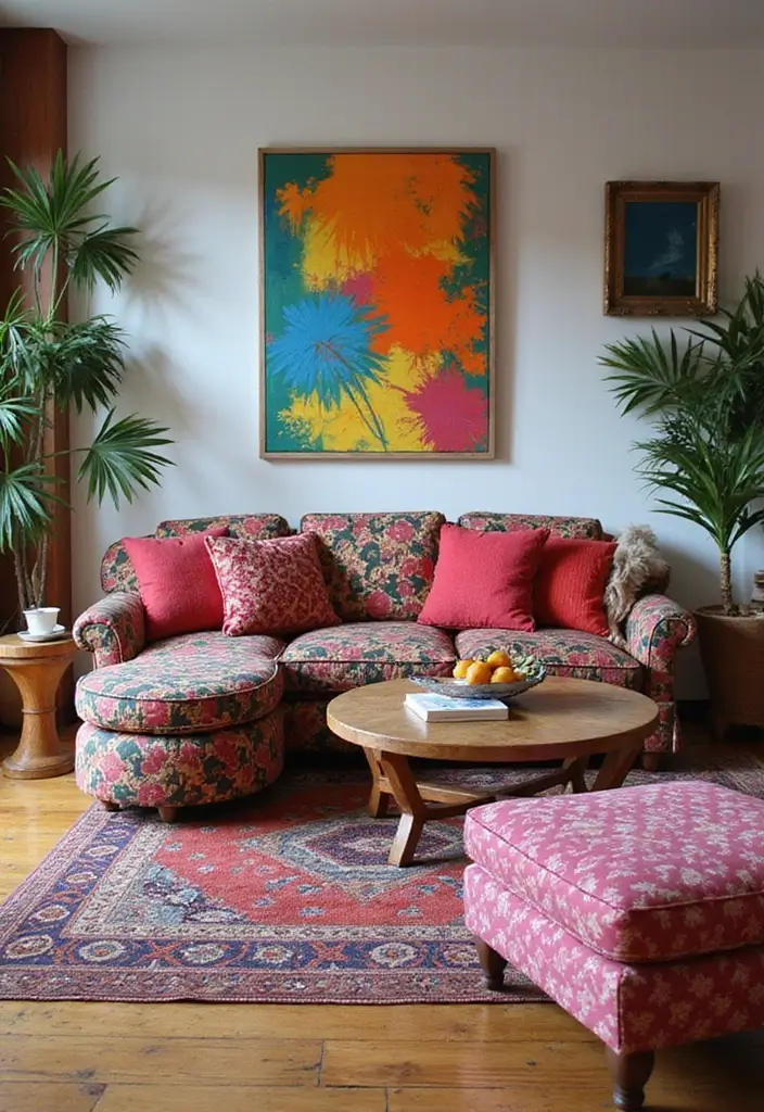 30 Curved Sofa Living Room Ideas That Add Flow and Modern Elegance 5 30 Curved Sofa Living Room Ideas That Add Flow and Modern Elegance - 5. Artistic Flair with an Abstract Theme