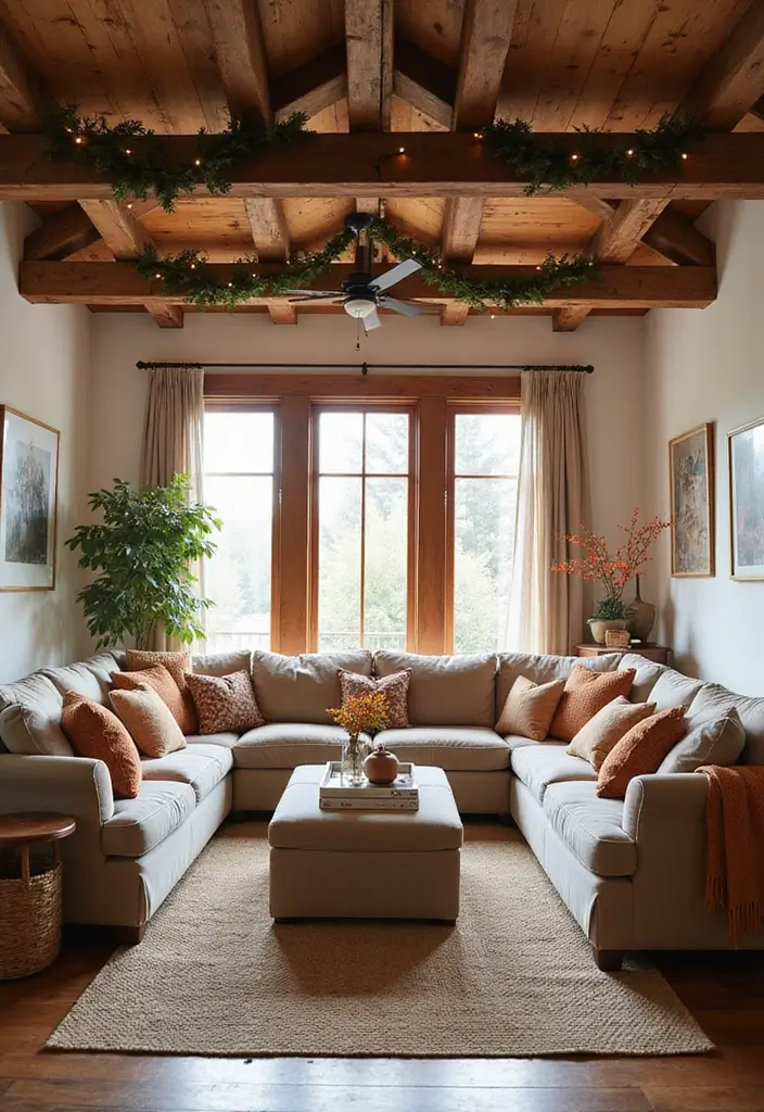 30 Fall Ceiling Designs for Living Room That Add Seasonal Warmth 1 30 Fall Ceiling Designs for Living Room That Add Seasonal Warmth - 1. Exposed Wooden Beams