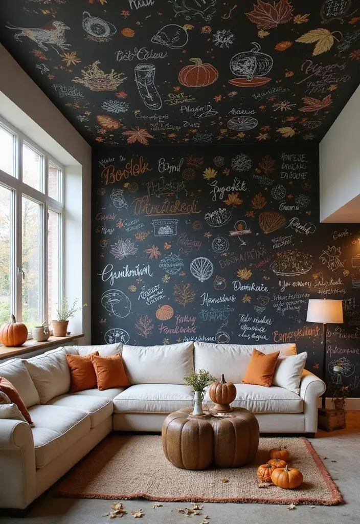 30 Fall Ceiling Designs for Living Room That Add Seasonal Warmth 14 30 Fall Ceiling Designs for Living Room That Add Seasonal Warmth - 14. Chalkboard Ceiling