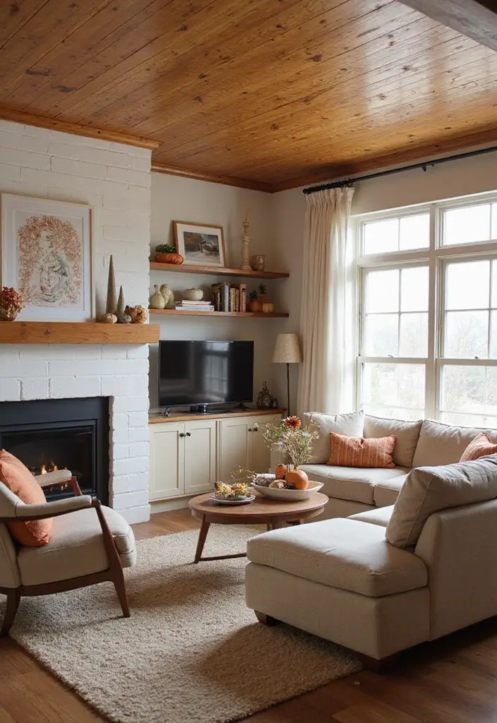 30 Fall Ceiling Designs for Living Room That Add Seasonal Warmth 15 30 Fall Ceiling Designs for Living Room That Add Seasonal Warmth - 15. Shiplap Ceiling