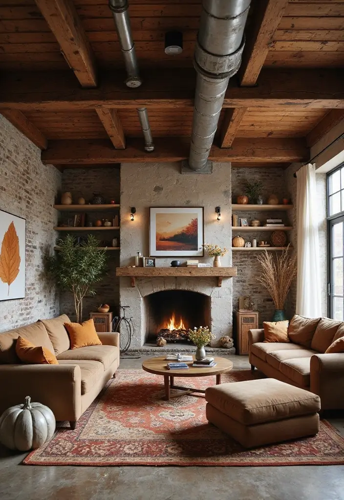 30 Fall Ceiling Designs for Living Room That Add Seasonal Warmth 23 30 Fall Ceiling Designs for Living Room That Add Seasonal Warmth - 23. Rustic Industrial Ceiling