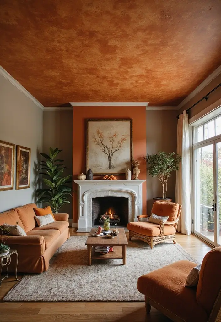 30 Fall Ceiling Designs for Living Room That Add Seasonal Warmth 29 30 Fall Ceiling Designs for Living Room That Add Seasonal Warmth - 29. Ceiling with Warm Color Wash