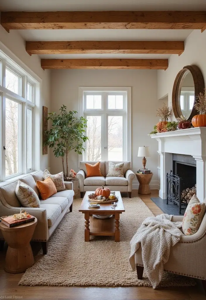 30 Fall Ceiling Designs for Living Room That Add Seasonal Warmth 6 30 Fall Ceiling Designs for Living Room That Add Seasonal Warmth - 6. Painted Wood Beams