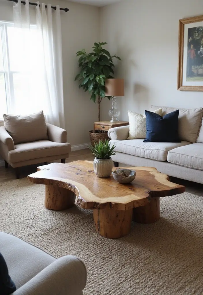 30 Farmhouse Decor Living Room Ideas Full of Rustic Charm and Comfort - 13. Unique Coffee Tables