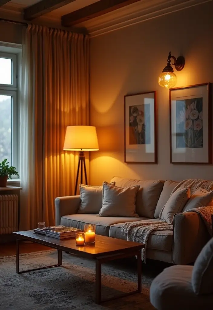 30 Farmhouse Decor Living Room Ideas Full of Rustic Charm and Comfort - 14. Layered Lighting