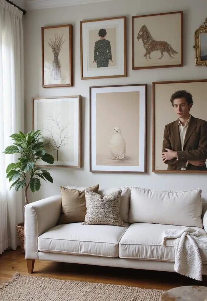 30 Farmhouse Decor Living Room Ideas Full of Rustic Charm and Comfort - 16. Artistic Displays