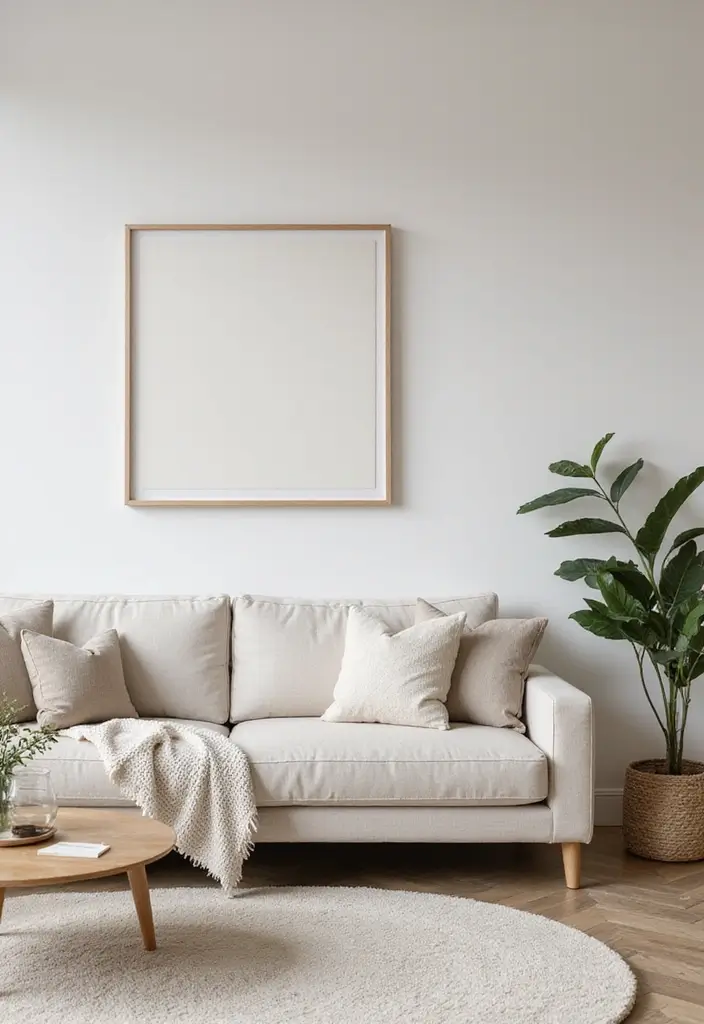 30 Farmhouse Decor Living Room Ideas Full of Rustic Charm and Comfort - 21. Minimalist Touches