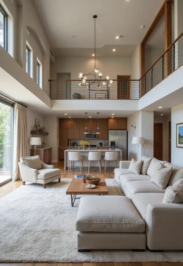 30 Farmhouse Decor Living Room Ideas Full of Rustic Charm and Comfort - 27. Open Floor Plan Design