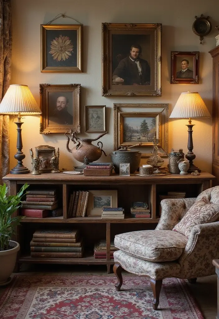 30 Farmhouse Decor Living Room Ideas Full of Rustic Charm and Comfort - 3. Vintage Home Accessories