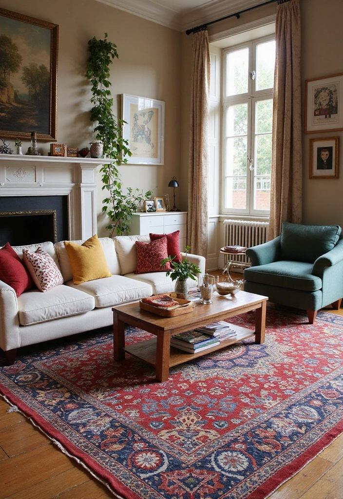 30 Girly Living Room Ideas That Add Fun Plus Chic Feminine Touches 10 30 Girly Living Room Ideas That Add Fun Plus Chic Feminine Touches - 10. Colorful Rugs