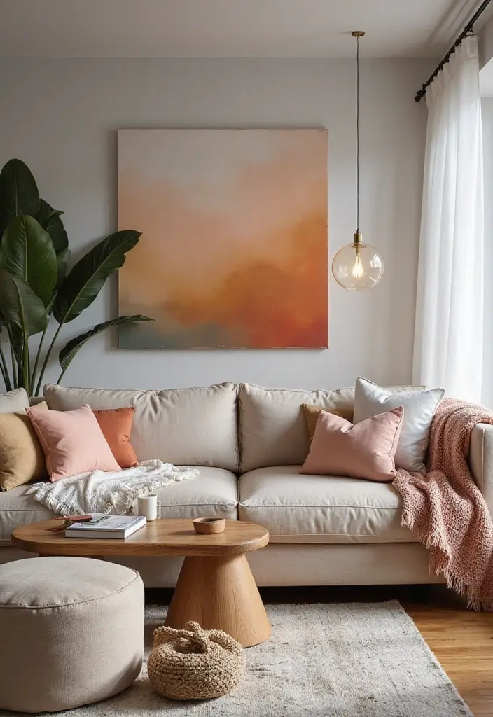 30 Girly Living Room Ideas That Add Fun Plus Chic Feminine Touches 16 30 Girly Living Room Ideas That Add Fun Plus Chic Feminine Touches - 16. Soft Color Gradients