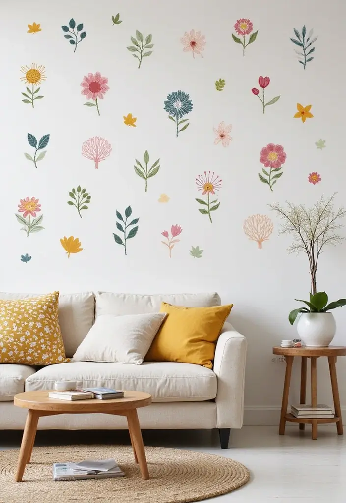30 Girly Living Room Ideas That Add Fun Plus Chic Feminine Touches 17 30 Girly Living Room Ideas That Add Fun Plus Chic Feminine Touches - 17. Playful Wall Decals