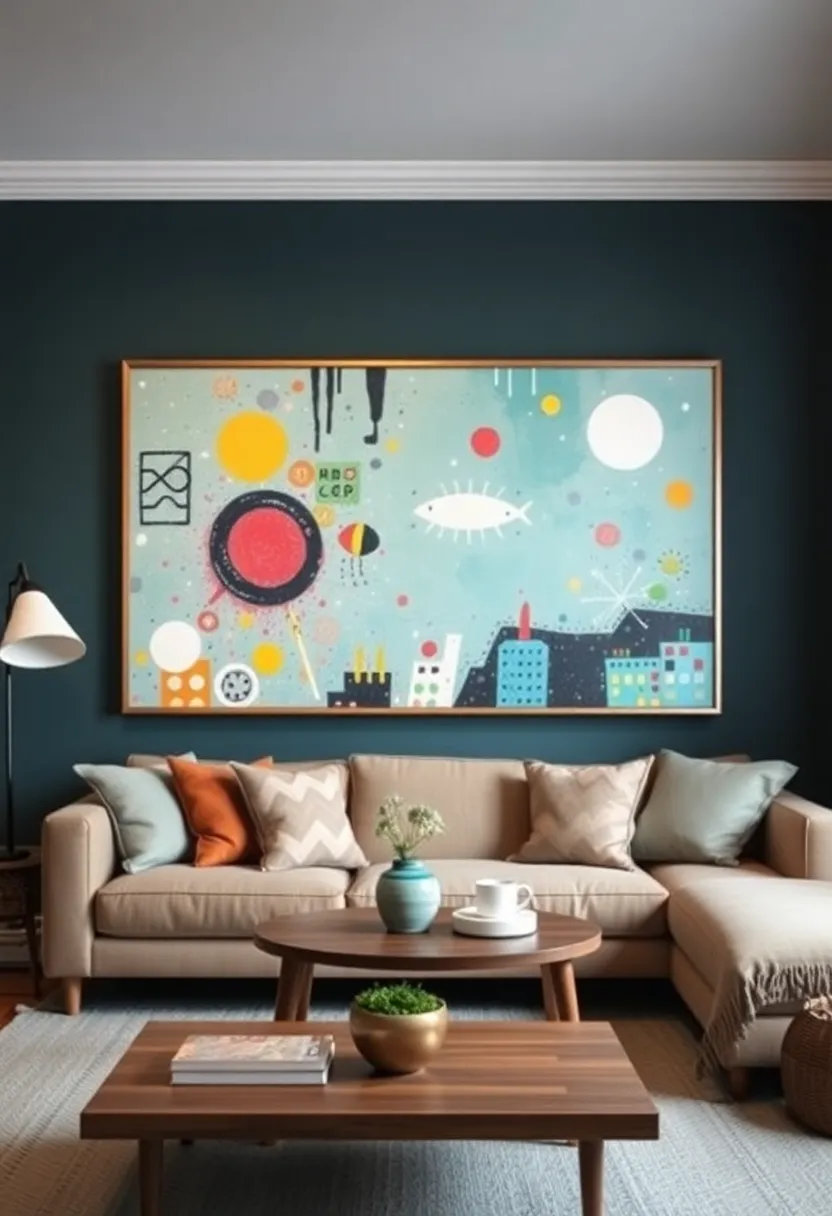 30 Girly Living Room Ideas That Add Fun Plus Chic Feminine Touches 26 30 Girly Living Room Ideas That Add Fun Plus Chic Feminine Touches - 26. Funky Wall Art