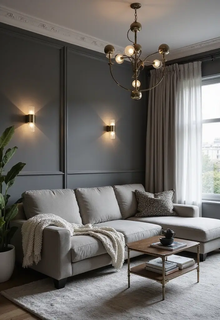 30 Grey Living Room Ideas That Balance Style, Comfort, and Modern Elegance - 12. Grey and Metallics