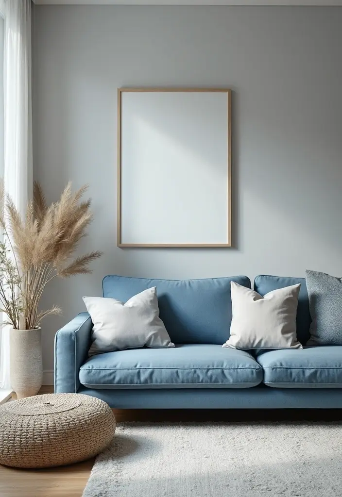 30 Grey Living Room Ideas That Balance Style, Comfort, and Modern Elegance - 15. Grey and Blue Combinations