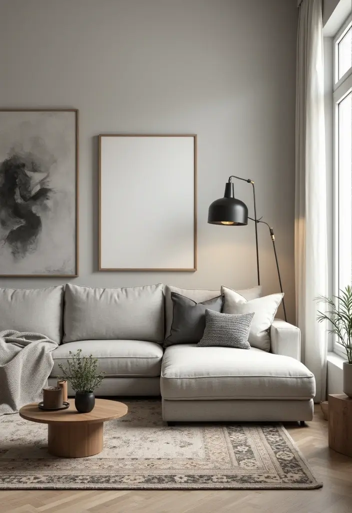 30 Grey Living Room Ideas That Balance Style, Comfort, and Modern Elegance - 20. Grey and Soft Neutrals