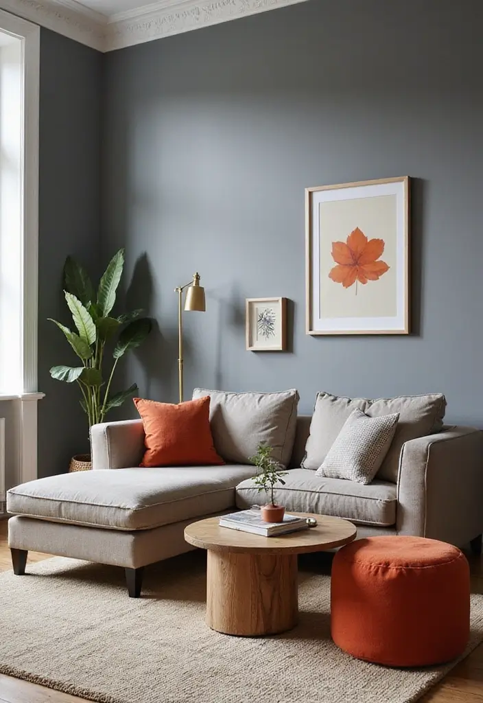 30 Grey Living Room Ideas That Balance Style, Comfort, and Modern Elegance - 22. Grey Living Room with Accent Furniture
