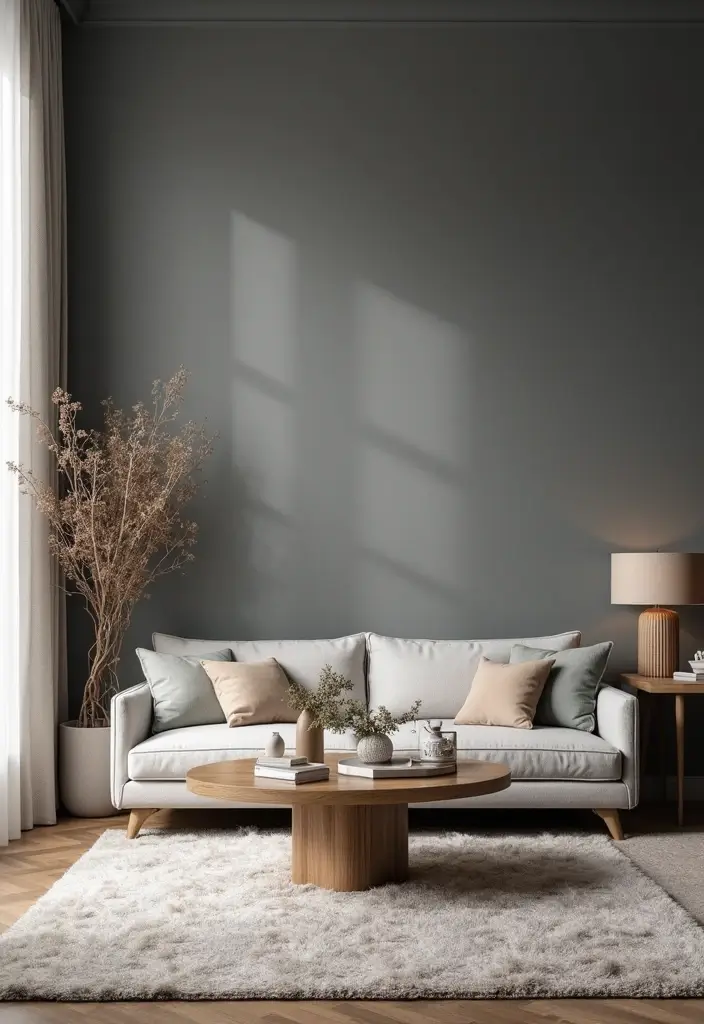 30 Grey Living Room Ideas That Balance Style, Comfort, and Modern Elegance - 8. Grey Statement Walls