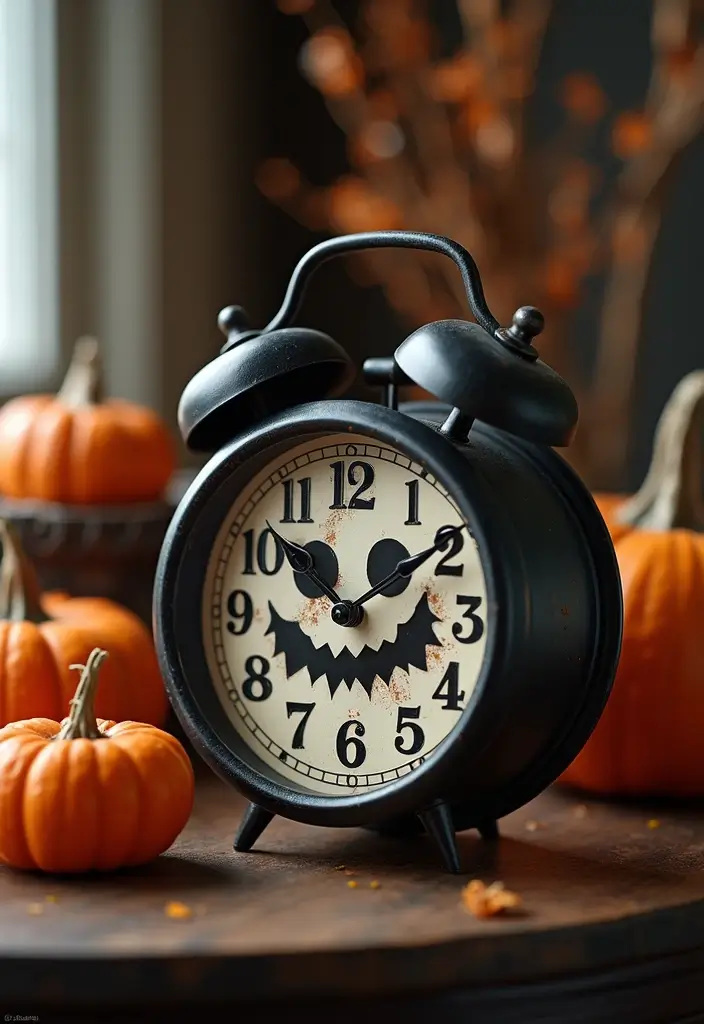 30 Halloween Living Room Decor Ideas That Are Spooky and Stylish 22 30 Halloween Living Room Decor Ideas That Are Spooky and Stylish - 22. Unique Vintage Clocks