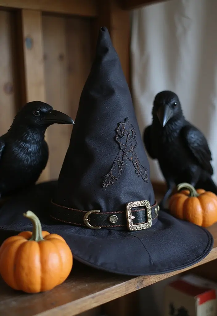30 Halloween Living Room Decor Ideas That Are Spooky and Stylish 24 30 Halloween Living Room Decor Ideas That Are Spooky and Stylish - 24. Elegant Witch’s Hat Decor