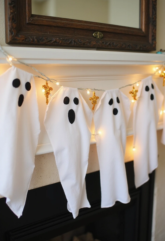 30 Halloween Living Room Decor Ideas That Are Spooky and Stylish 5 30 Halloween Living Room Decor Ideas That Are Spooky and Stylish - 5. Grinning Ghost Garlands