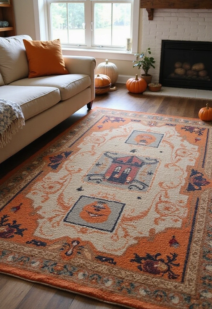 30 Halloween Living Room Decor Ideas That Are Spooky and Stylish 7 30 Halloween Living Room Decor Ideas That Are Spooky and Stylish - 7. Creaky Floorboards with Spooky Rugs