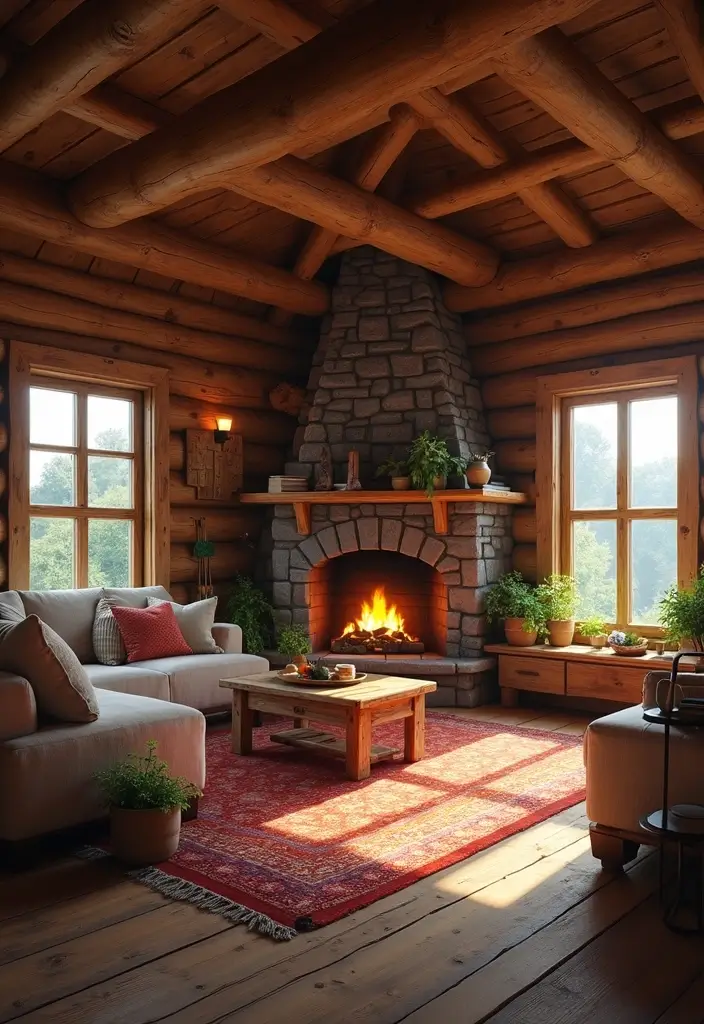 30 Living Room Minecraft Ideas to Build Cozy and Stylish Digital Homes - 1. Cozy Cabin Retreat