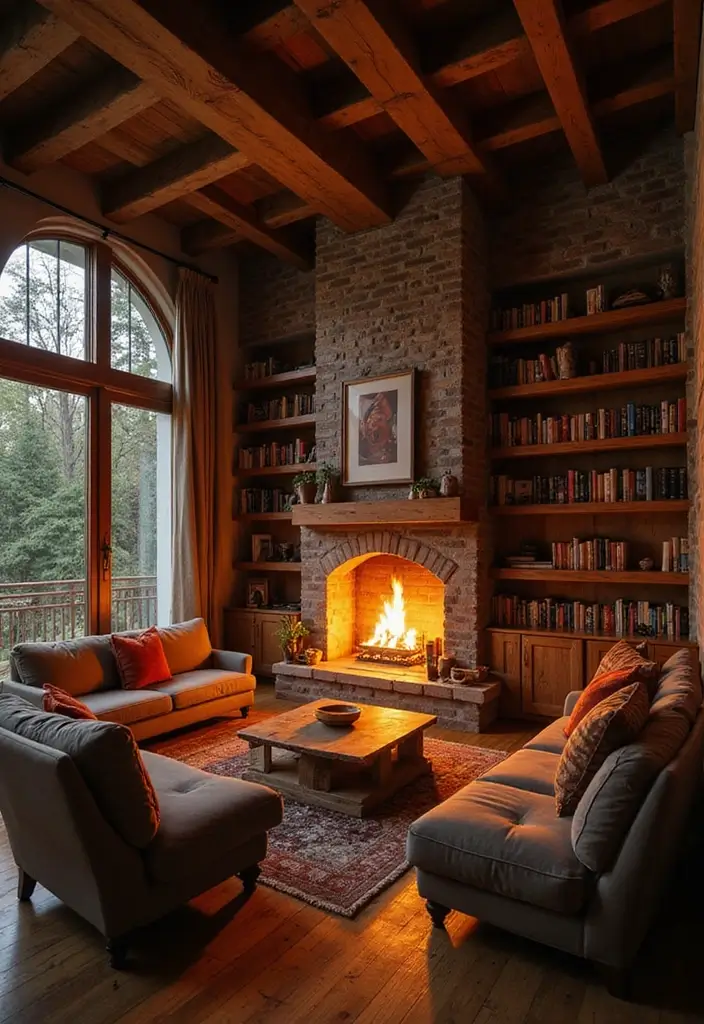 30 Living Room Minecraft Ideas to Build Cozy and Stylish Digital Homes - 17. Cozy Fireplace Corner