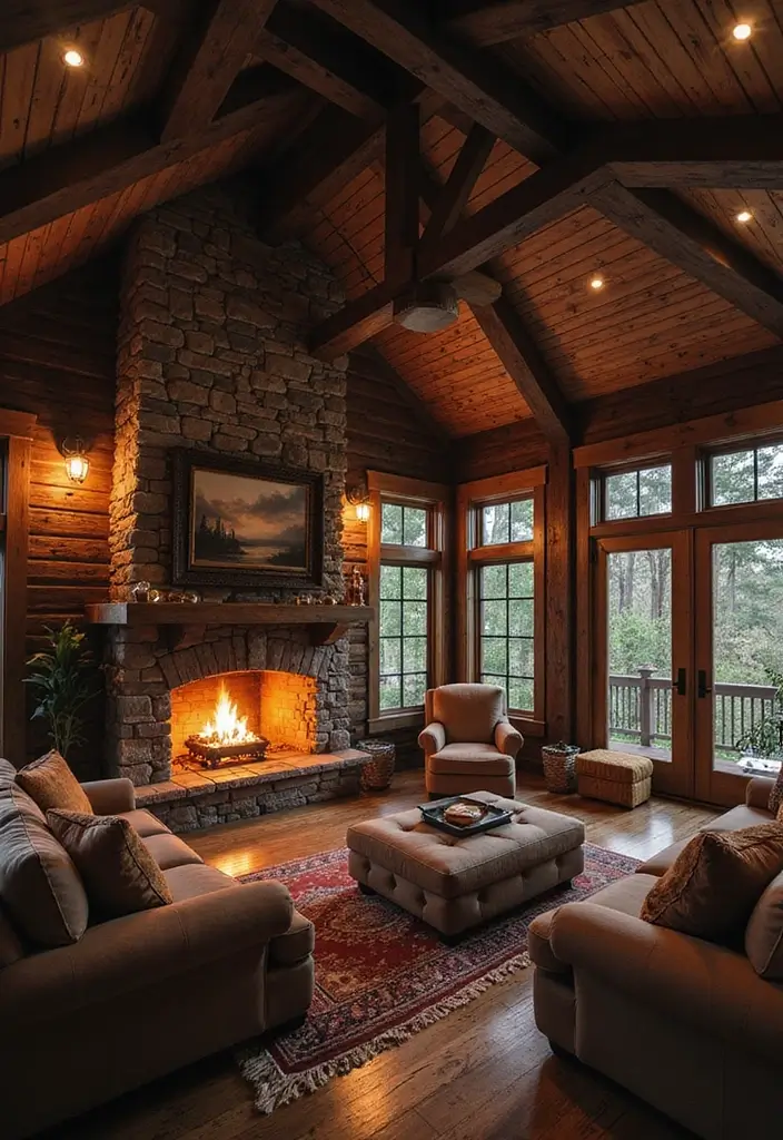 30 Living Room Minecraft Ideas to Build Cozy and Stylish Digital Homes - 23. Rustic Lodge