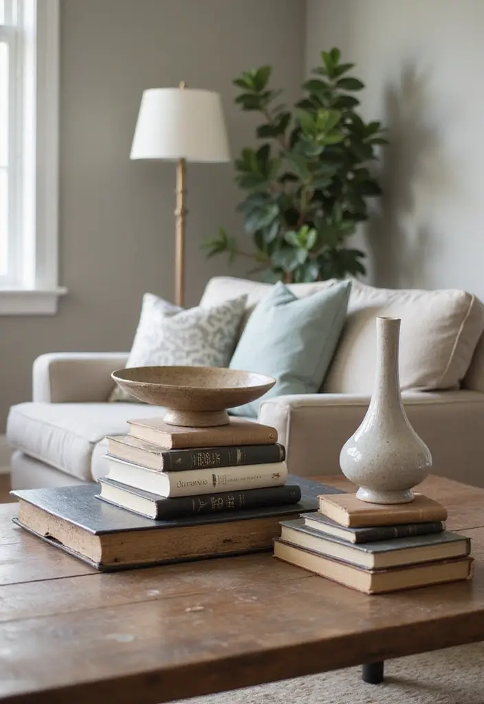 30 Living Room Table Decor Ideas That Instantly Style Your Space 17 30 Living Room Table Decor Ideas That Instantly Style Your Space - 17. Create Levels with Stacking