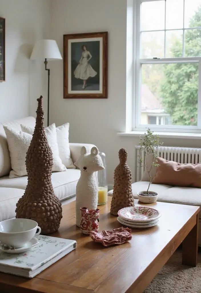 30 Living Room Table Decor Ideas That Instantly Style Your Space 19 30 Living Room Table Decor Ideas That Instantly Style Your Space - 19. Whimsical Art Pieces