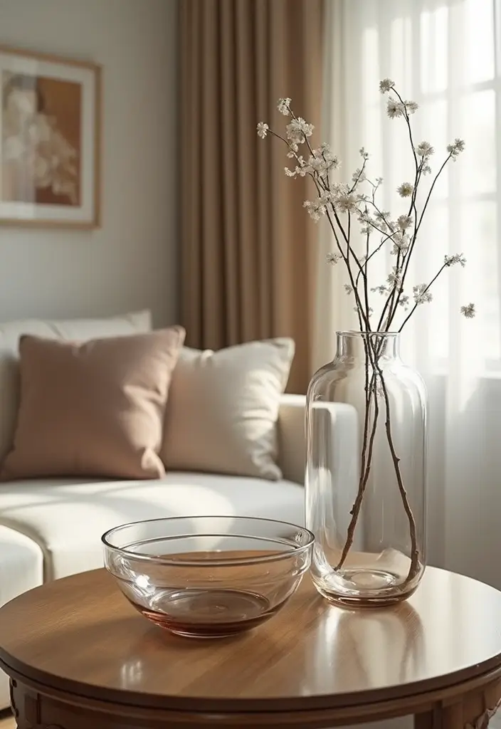 30 Living Room Table Decor Ideas That Instantly Style Your Space 23 30 Living Room Table Decor Ideas That Instantly Style Your Space - 23. Elegant Glass Accents