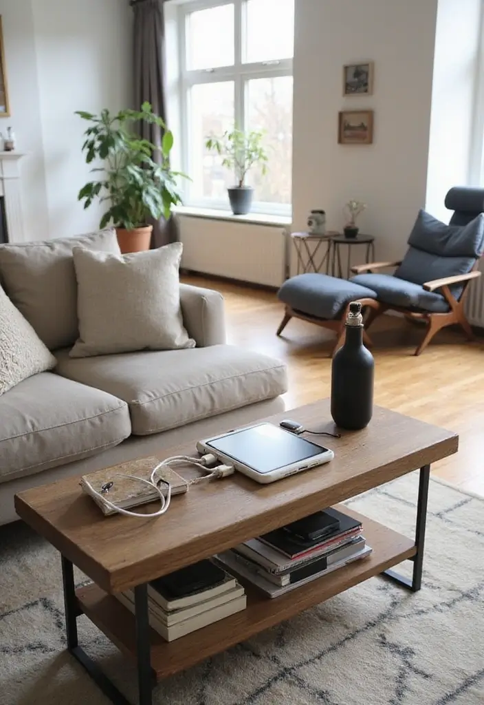 30 Living Room Table Decor Ideas That Instantly Style Your Space 29 30 Living Room Table Decor Ideas That Instantly Style Your Space - 29. Tech-Friendly Decor