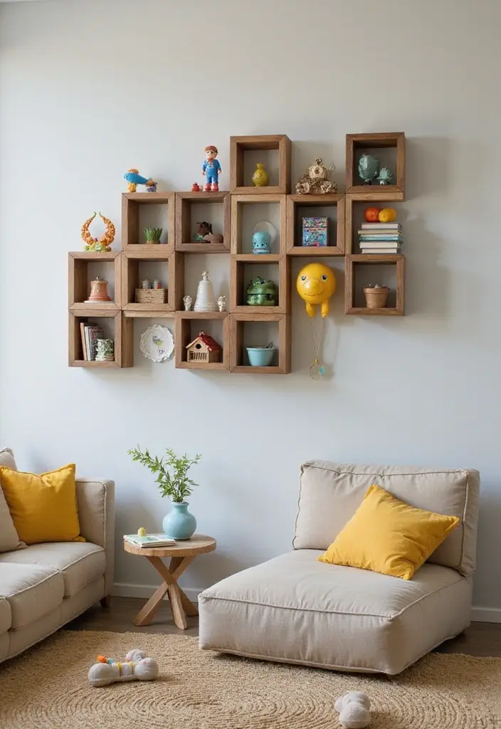 30 Minecraft Living Room Ideas to Build Cozy and Creative Spaces 15 30 Minecraft Living Room Ideas to Build Cozy and Creative Spaces - 15. Unique Wall Shelves