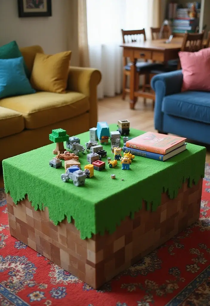 30 Minecraft Living Room Ideas to Build Cozy and Creative Spaces 2 30 Minecraft Living Room Ideas to Build Cozy and Creative Spaces - 2. Pixelated Coffee Tables