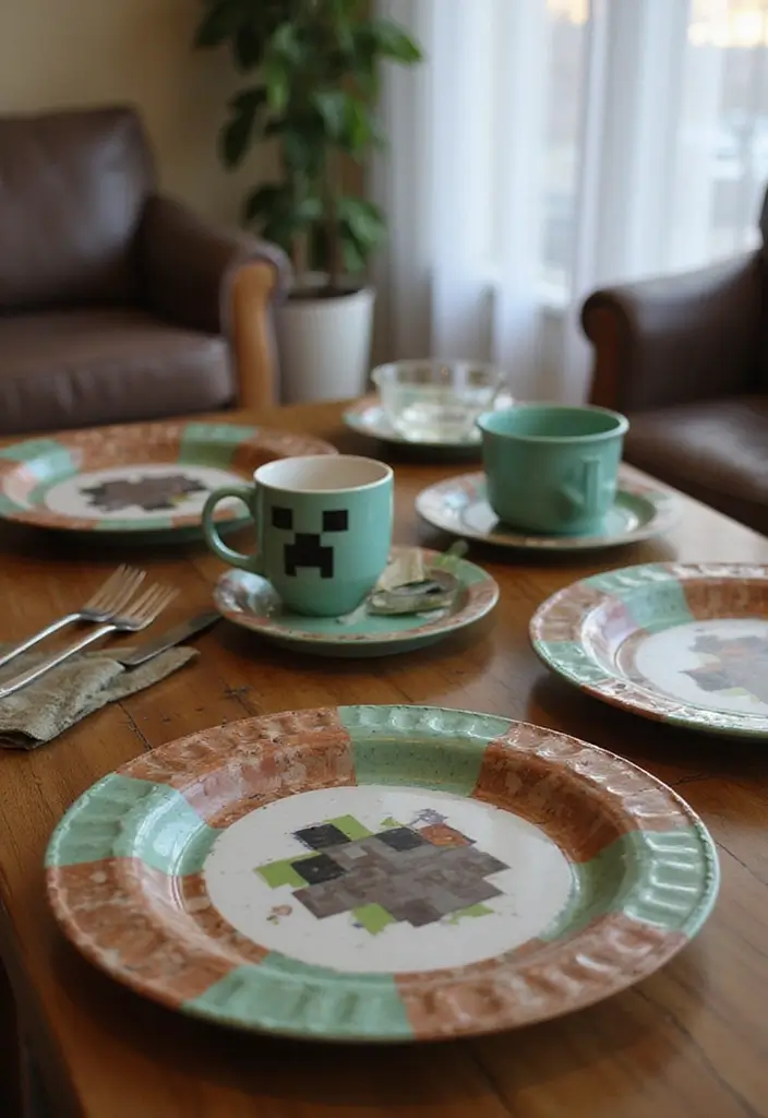 30 Minecraft Living Room Ideas to Build Cozy and Creative Spaces 21 30 Minecraft Living Room Ideas to Build Cozy and Creative Spaces - 21. Themed Tableware