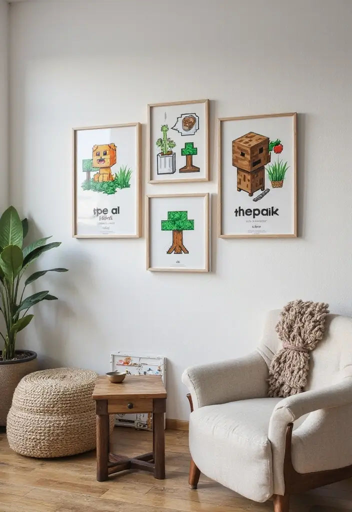 30 Minecraft Living Room Ideas to Build Cozy and Creative Spaces 22 30 Minecraft Living Room Ideas to Build Cozy and Creative Spaces - 22. Personalized Displays