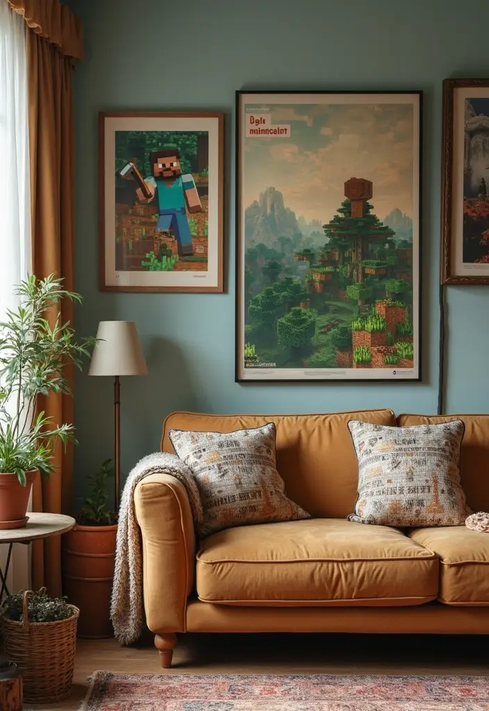 30 Minecraft Living Room Ideas to Build Cozy and Creative Spaces 24 30 Minecraft Living Room Ideas to Build Cozy and Creative Spaces - 24. Vintage Minecraft Touches