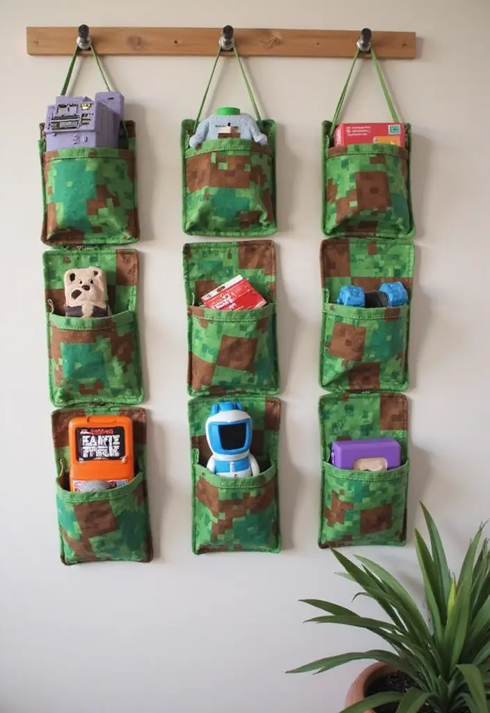 30 Minecraft Living Room Ideas to Build Cozy and Creative Spaces 28 30 Minecraft Living Room Ideas to Build Cozy and Creative Spaces - 28. Wall Pockets for Storage