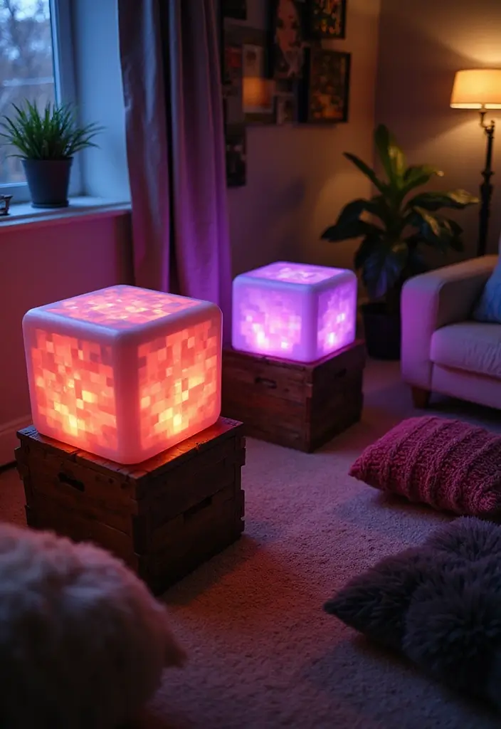 30 Minecraft Living Room Ideas to Build Cozy and Creative Spaces 4 30 Minecraft Living Room Ideas to Build Cozy and Creative Spaces - 4. Glowstone Lamps