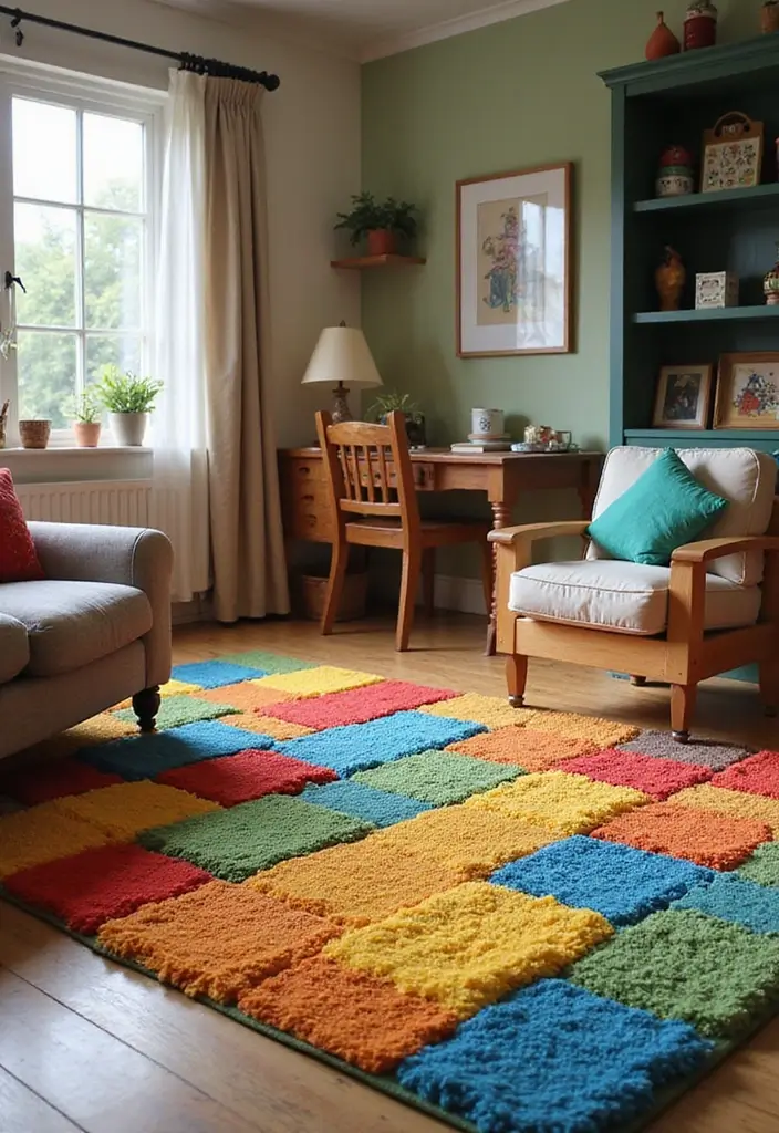 30 Minecraft Living Room Ideas to Build Cozy and Creative Spaces 8 30 Minecraft Living Room Ideas to Build Cozy and Creative Spaces - 8. Colorful Area Rugs