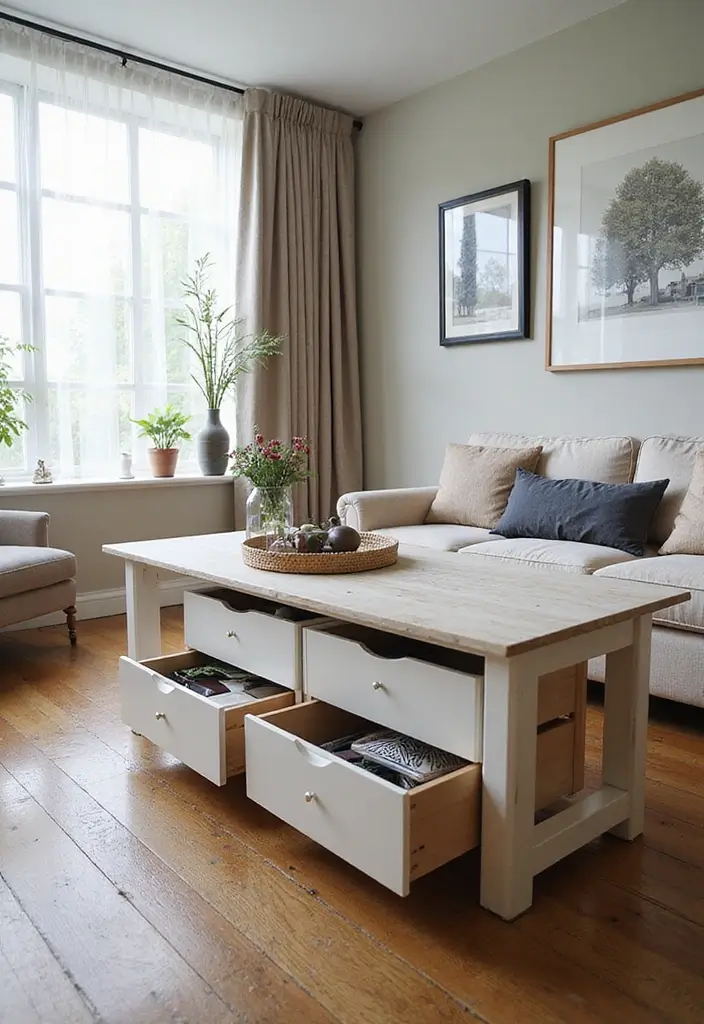 30 Smart Living Room Storage Ideas to Maximize Space and Style 15 30 Smart Living Room Storage Ideas to Maximize Space and Style - 15. Slide-Out Drawers