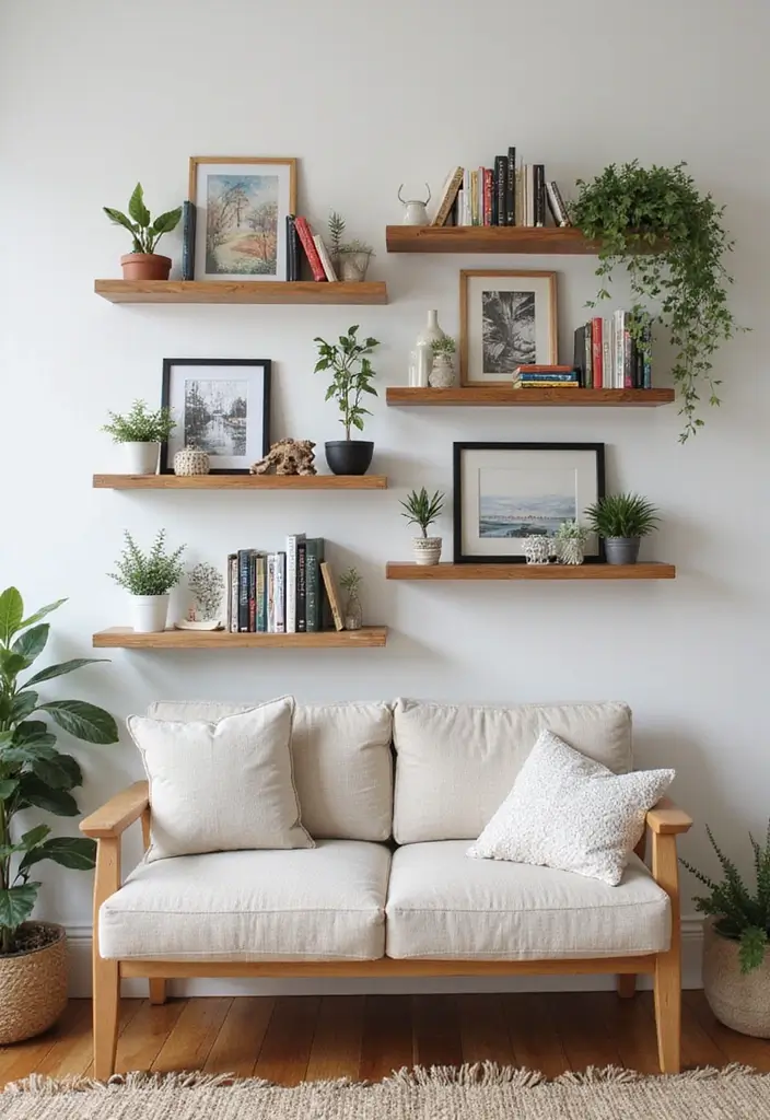 30 Smart Living Room Storage Ideas to Maximize Space and Style 2 30 Smart Living Room Storage Ideas to Maximize Space and Style - 2. Wall-Mounted Shelves