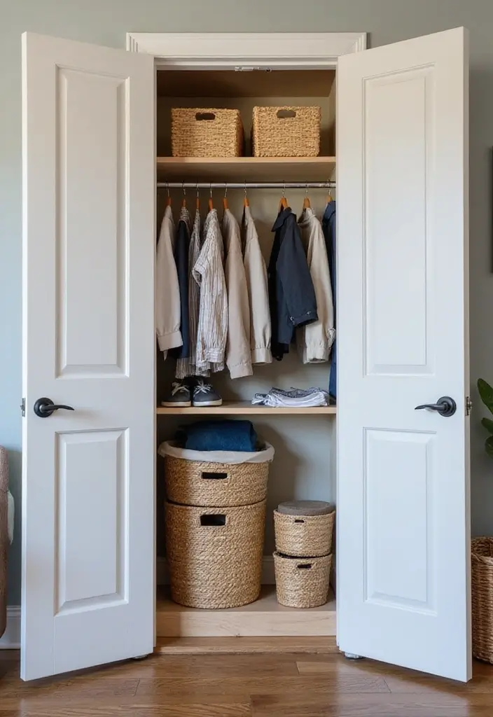 30 Smart Living Room Storage Ideas to Maximize Space and Style 20 30 Smart Living Room Storage Ideas to Maximize Space and Style - 20. Clever Closet Solutions